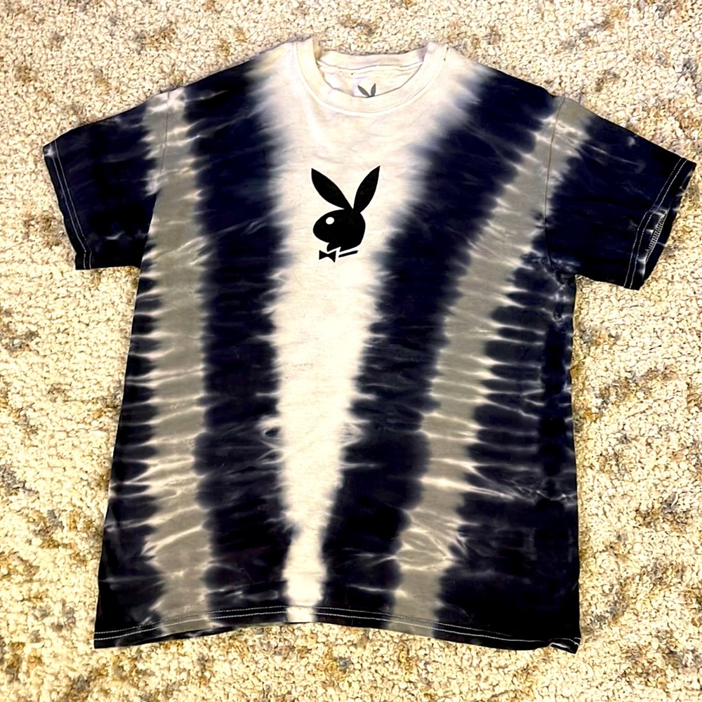 PlayBoy Tie Dye Full Back Logo Black/White Size Small